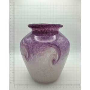 Vasart Signed V020 Purple & White 6½" Vase with Molten Swirl, 1940s/50s