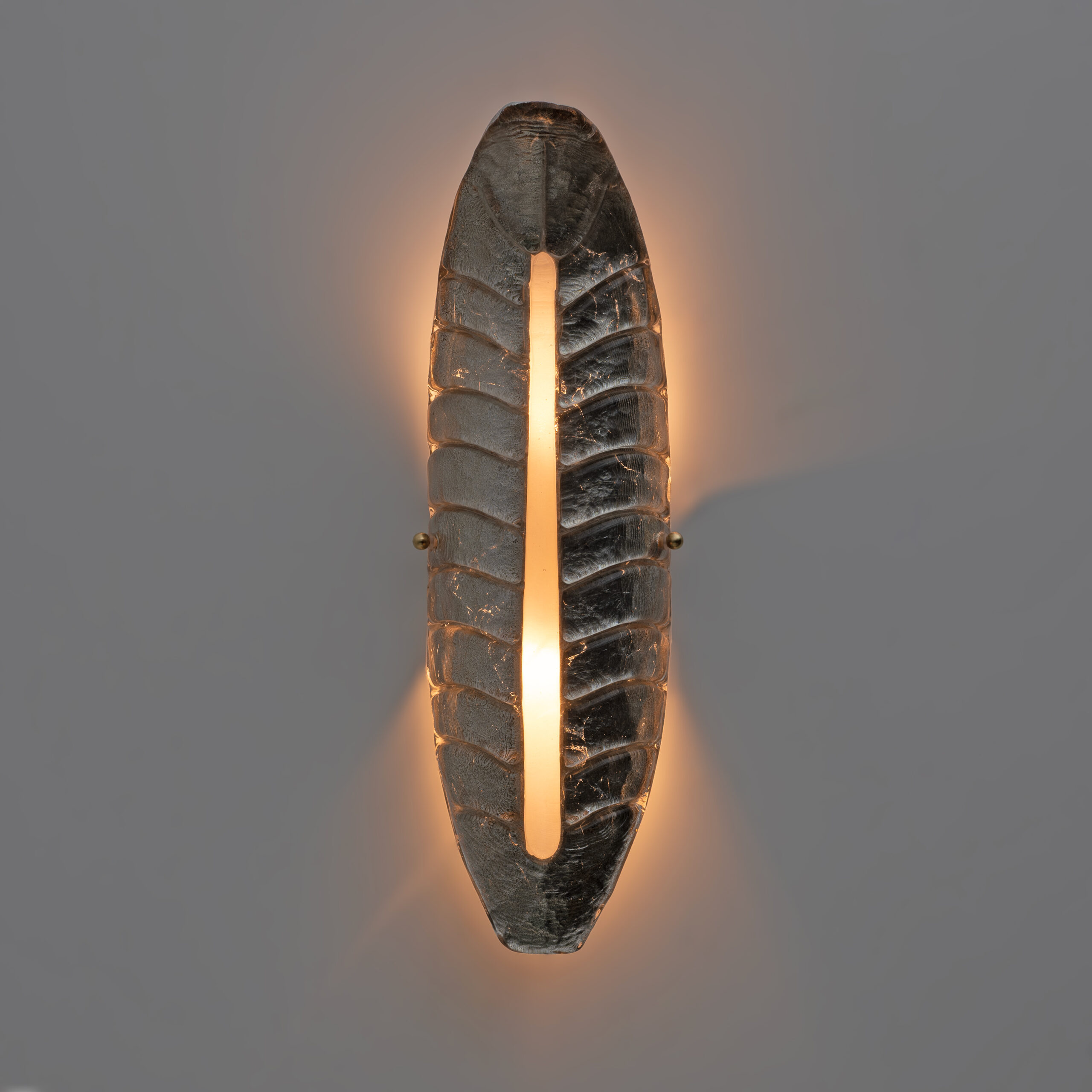 Pair of Modern Murano Glass Silver Leaf Sconces