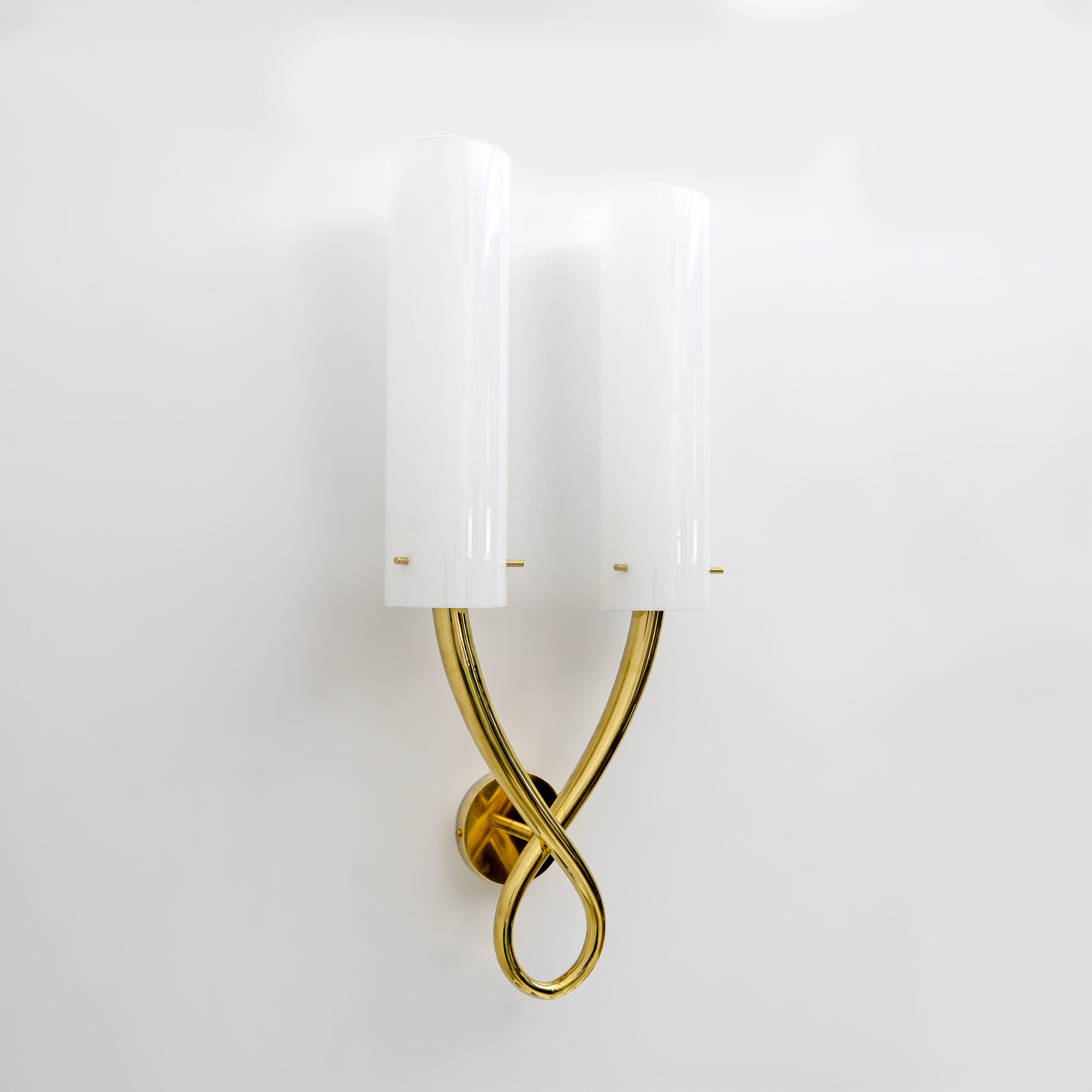 Pair of Large Brass and Murano Glass Sconces in the Style of Gio Ponti