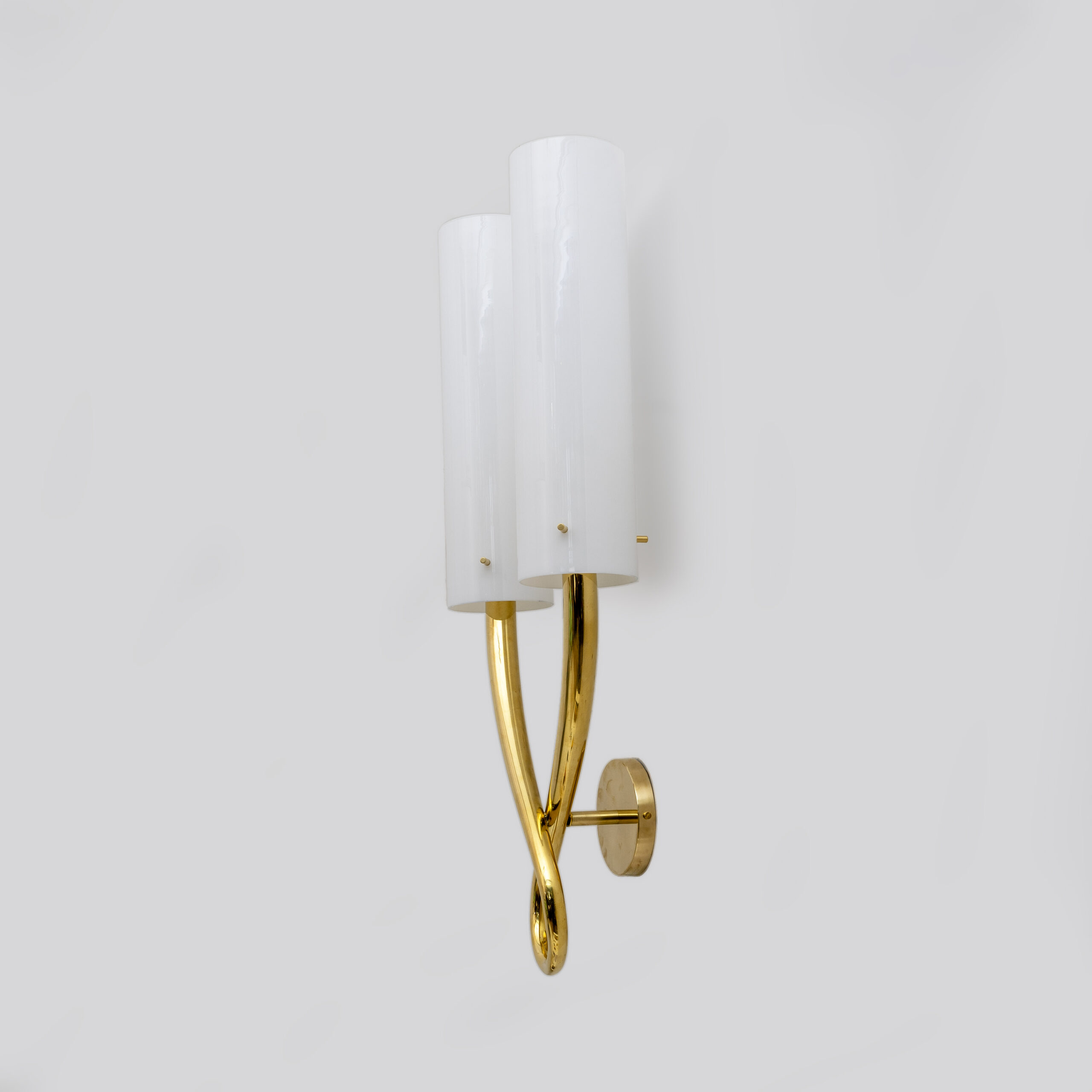 Pair of Large Brass and Murano Glass Sconces in the Style of Gio Ponti