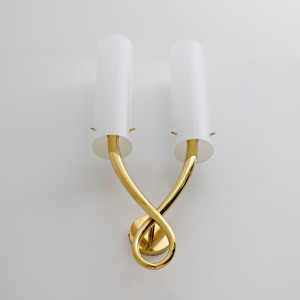 Pair of Large Brass and Murano Glass Sconces in the Style of Gio Ponti