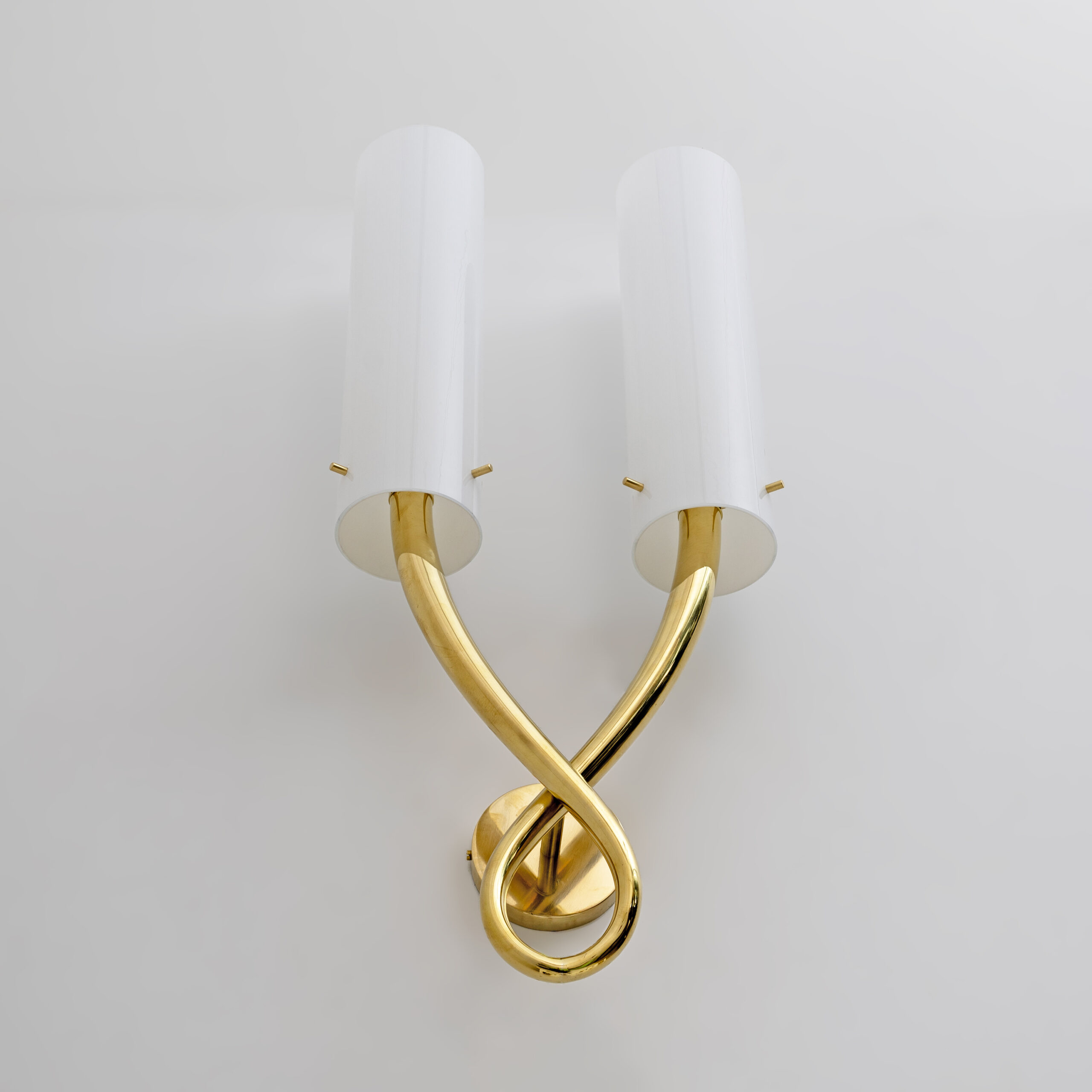 Pair of Large Brass and Murano Glass Sconces in the Style of Gio Ponti