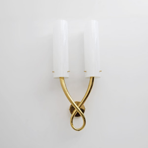 Pair of Large Brass and Murano Glass Sconces in the Style of Gio Ponti