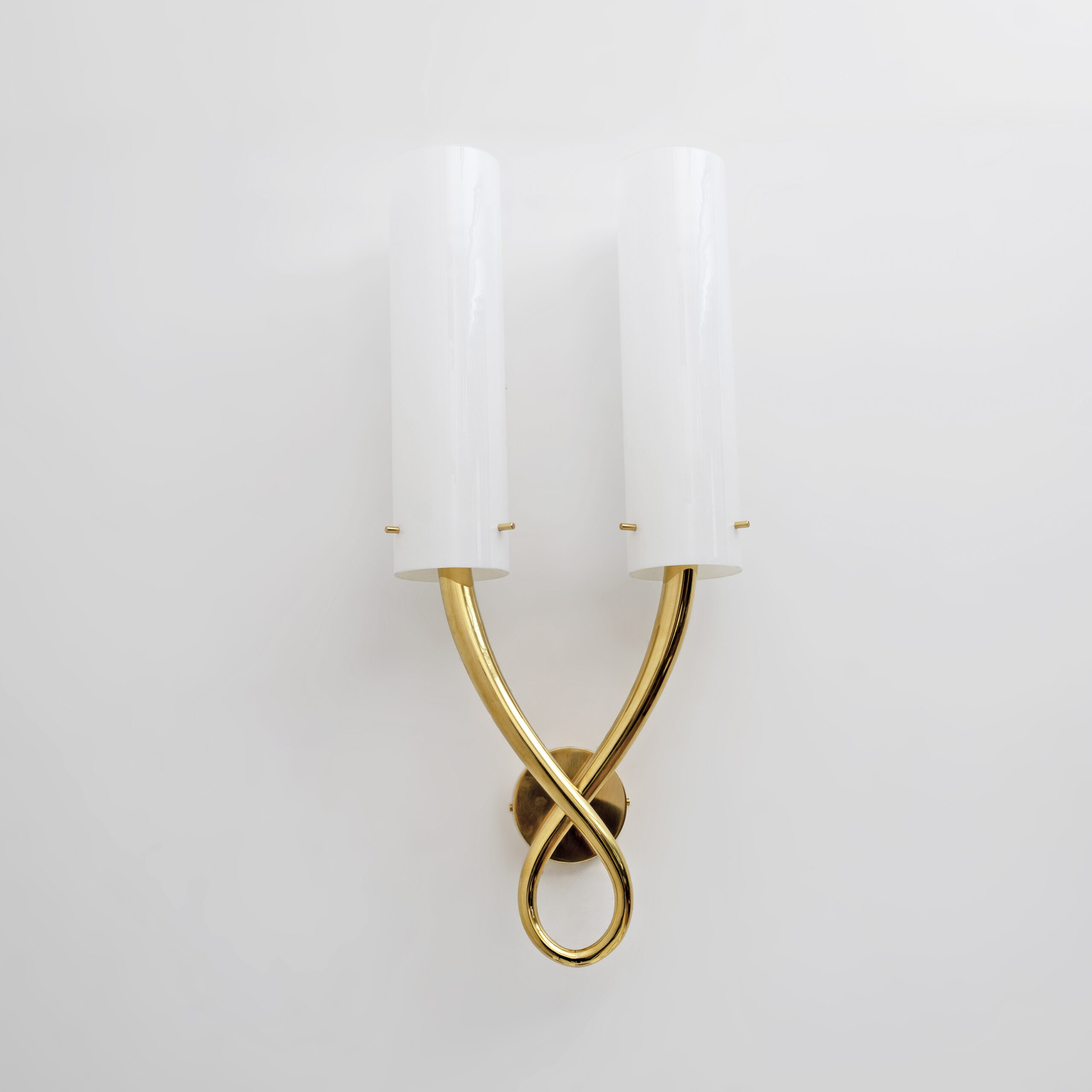 Pair of Large Brass and Murano Glass Sconces in the Style of Gio Ponti