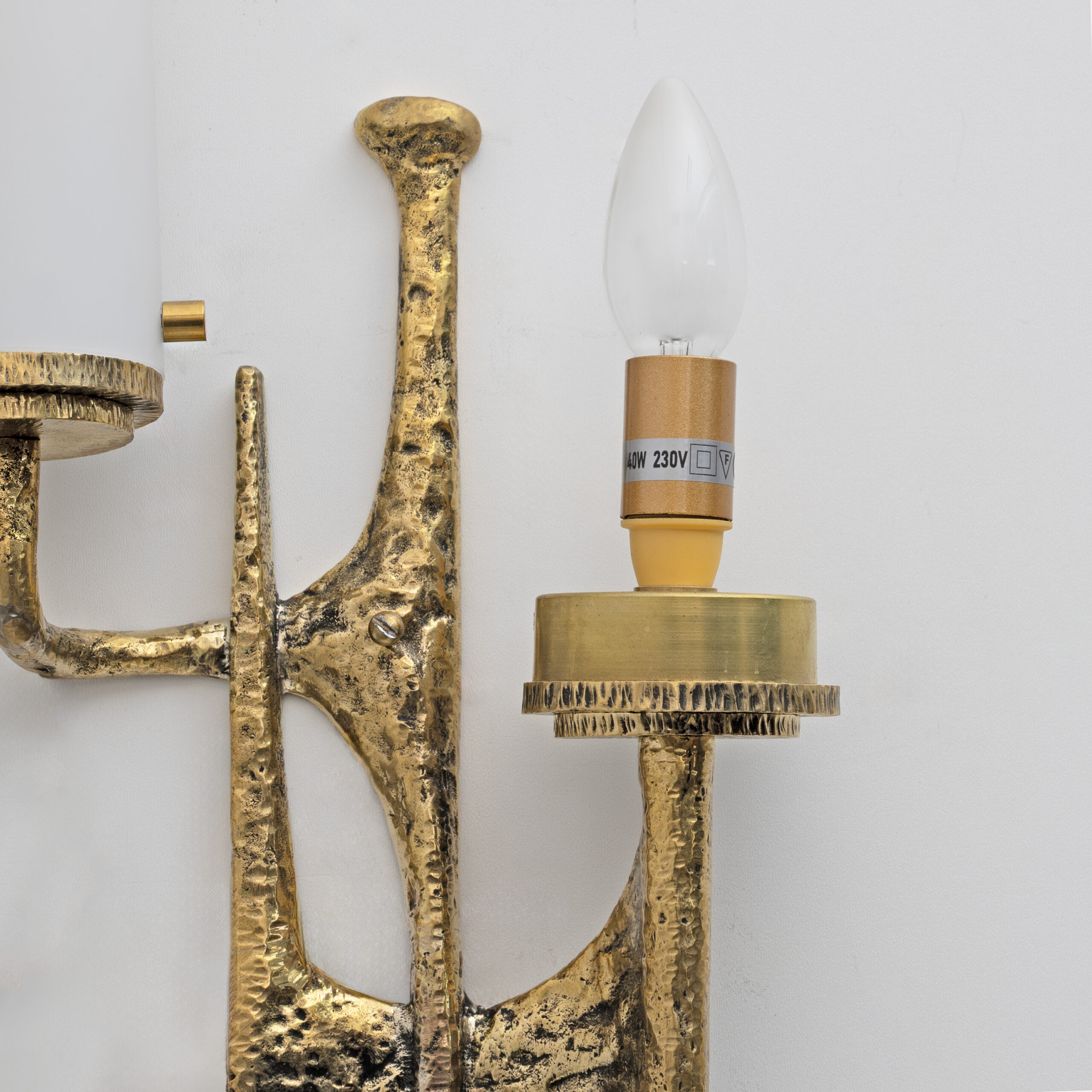 Pair Of Brutalist Bronze Wall And Murano Glass Sconces By Felix Agostini, 1990s