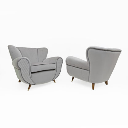 Attributed Guglielmo Ulrich Art Deco Italian Velvet Armchairs, 1940s, Pair - Image 11