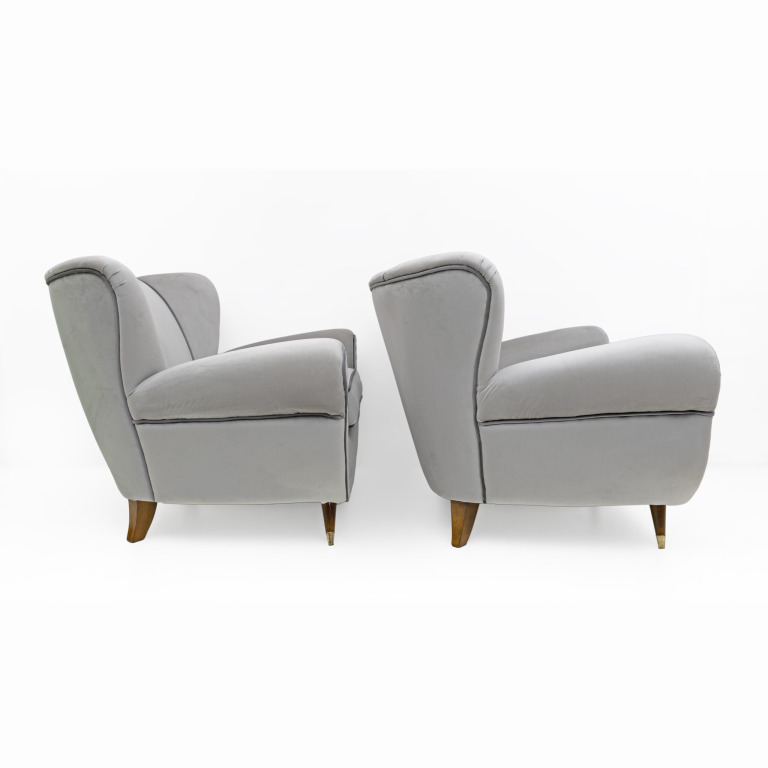 Attributed Guglielmo Ulrich Art Deco Italian Velvet Armchairs, 1940s, Pair - Image 8