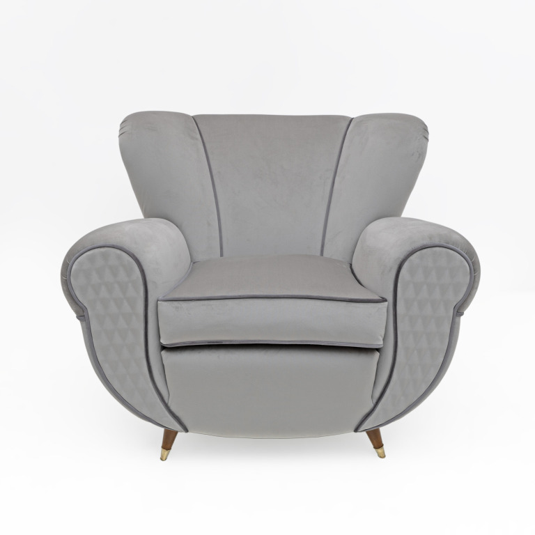 Attributed Guglielmo Ulrich Art Deco Italian Velvet Armchairs, 1940s, Pair - Image 6