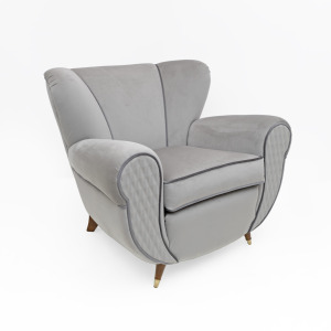 Attributed Guglielmo Ulrich Art Deco Italian Velvet Armchairs, 1940s, Pair