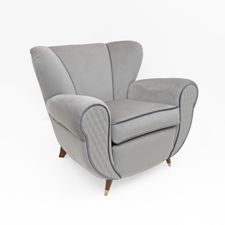 Attributed Guglielmo Ulrich Art Deco Italian Velvet Armchairs, 1940s, Pair - Image 5