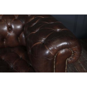 English Leather Chesterfield Sofa