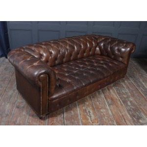 English Leather Chesterfield Sofa