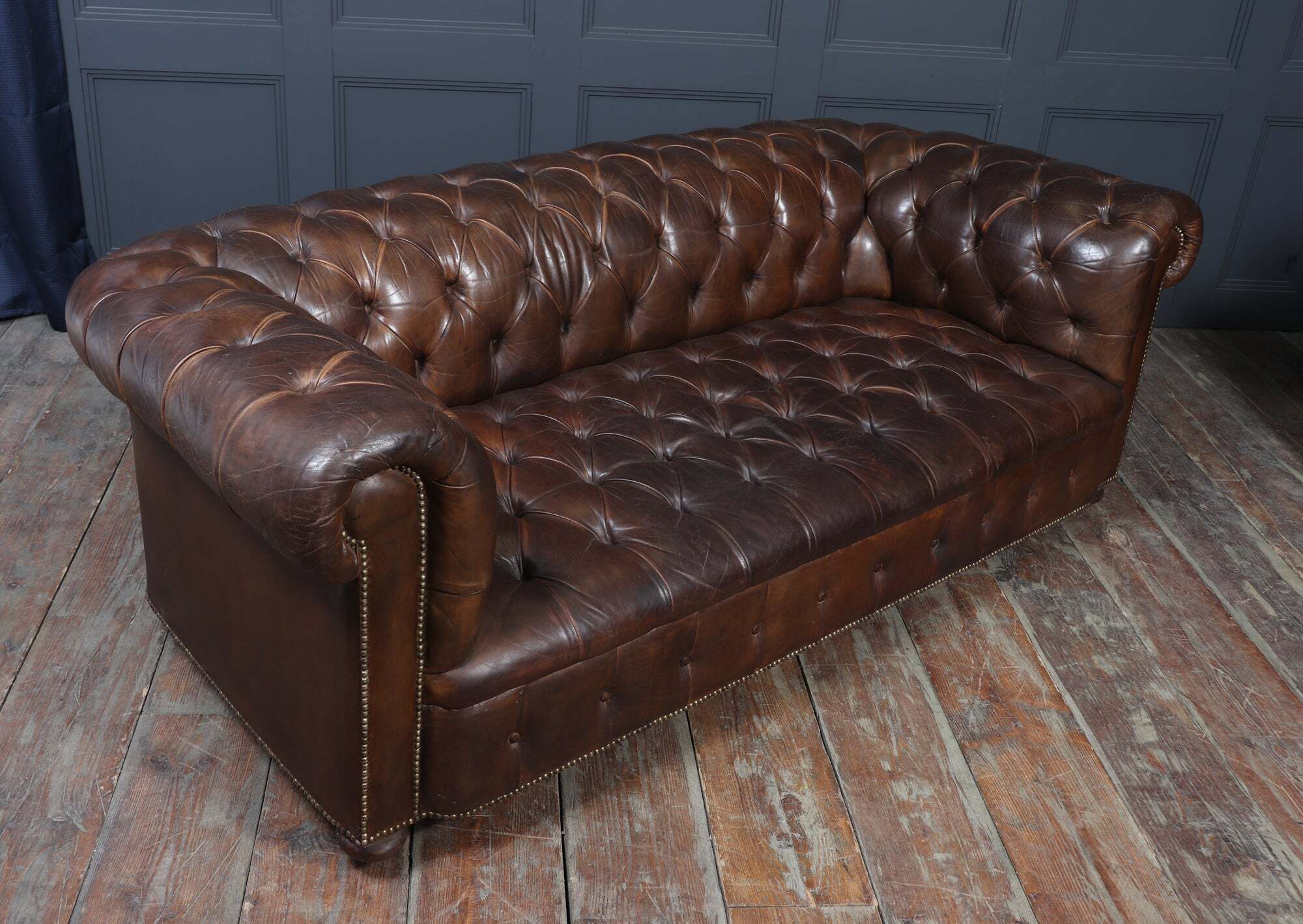 English Leather Chesterfield Sofa