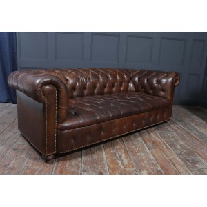 English Leather Chesterfield Sofa