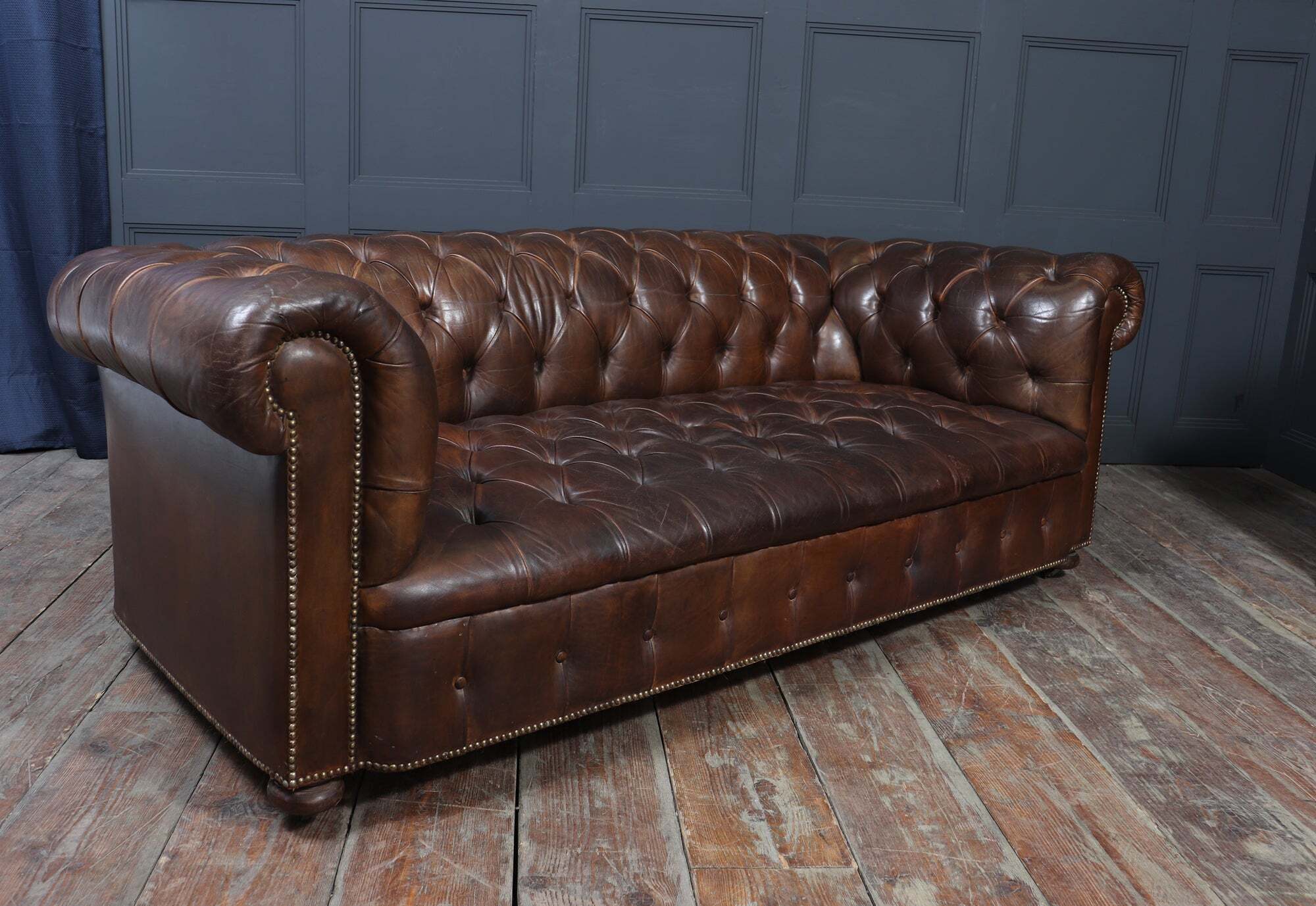 English Leather Chesterfield Sofa