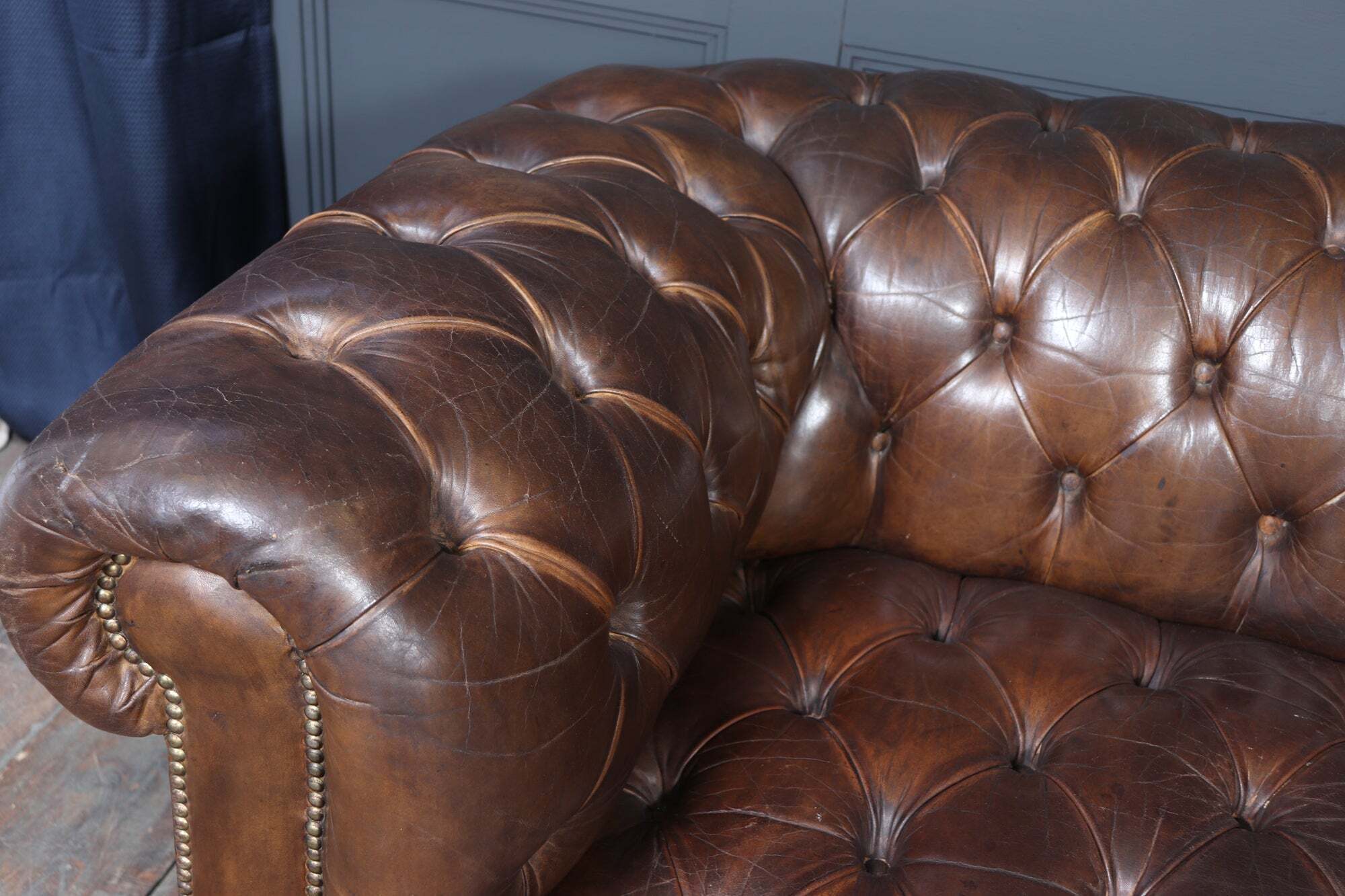 English Leather Chesterfield Sofa