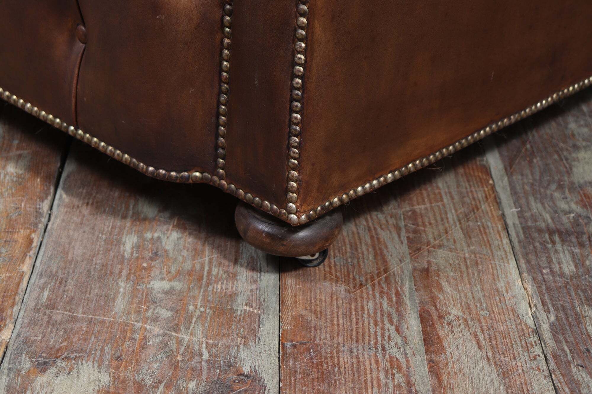 English Leather Chesterfield Sofa