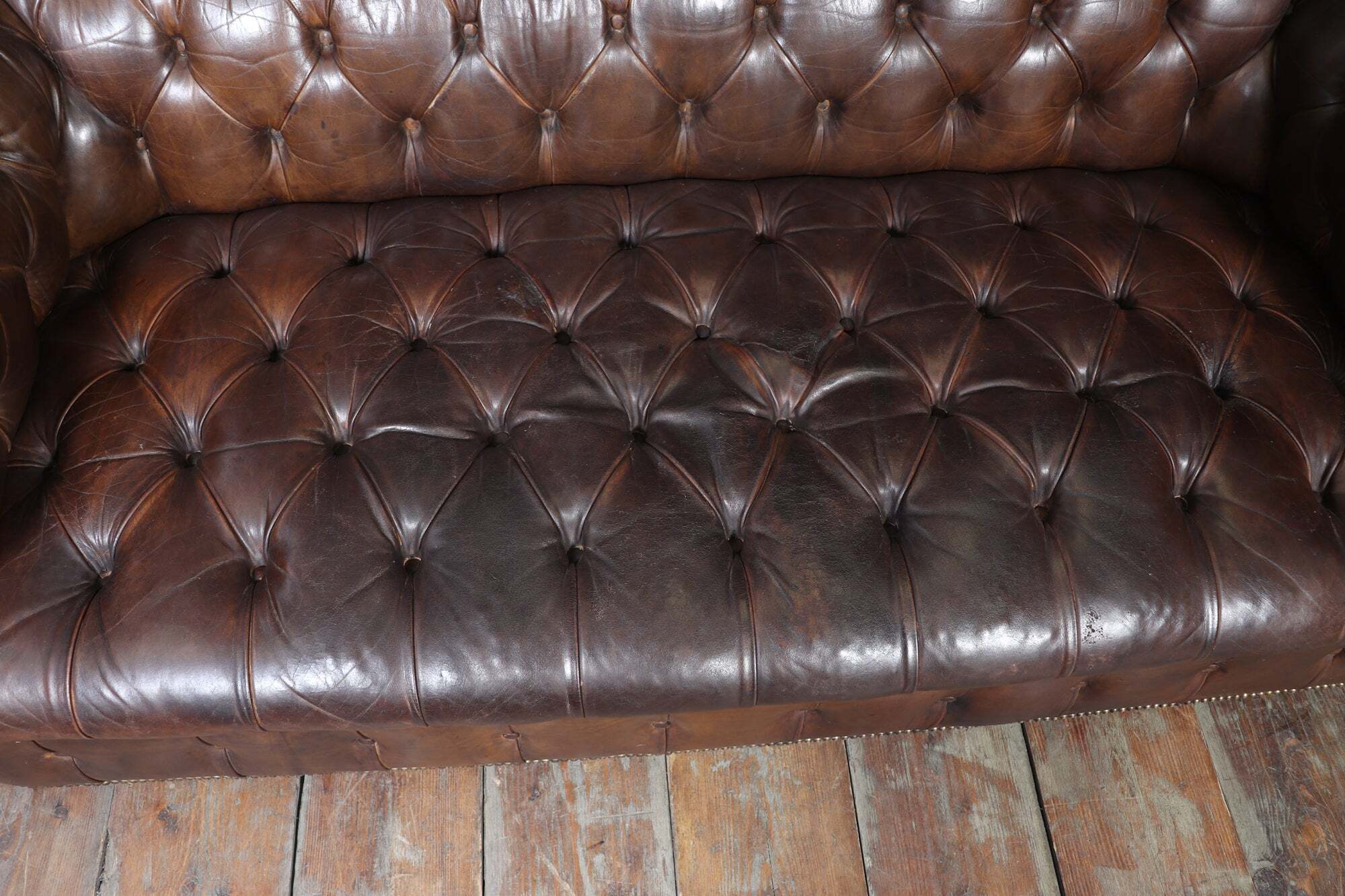 English Leather Chesterfield Sofa
