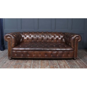 English Leather Chesterfield Sofa