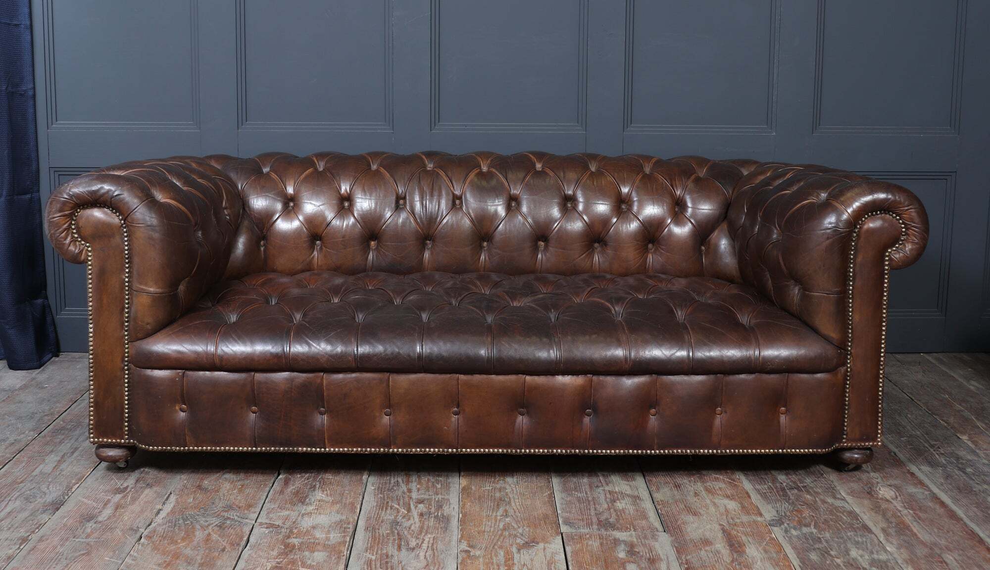 English Leather Chesterfield Sofa