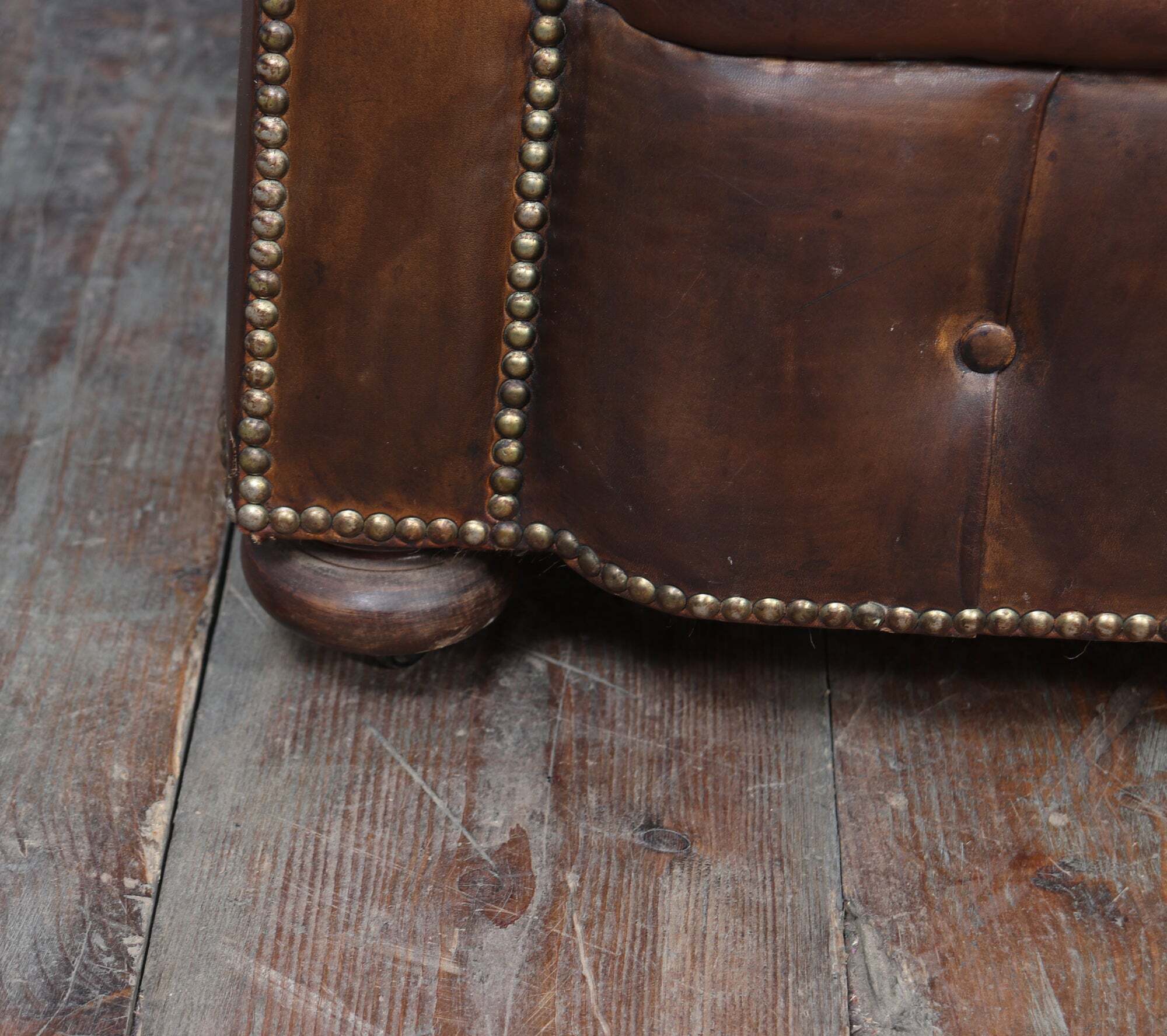 English Leather Chesterfield Sofa