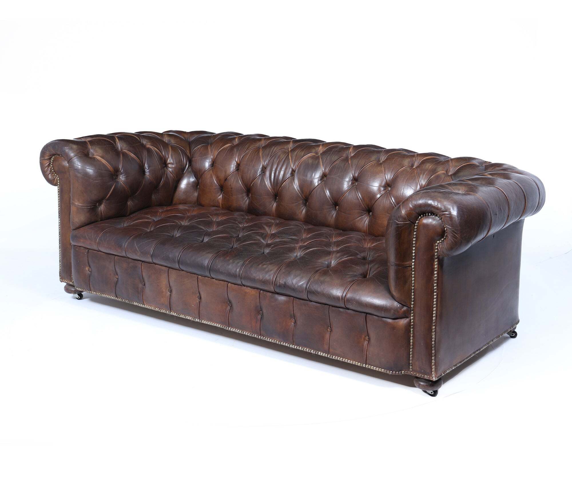 English Leather Chesterfield Sofa
