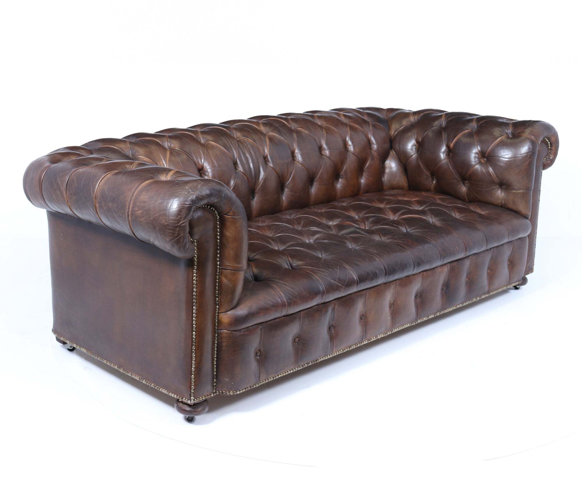 English Leather Chesterfield Sofa