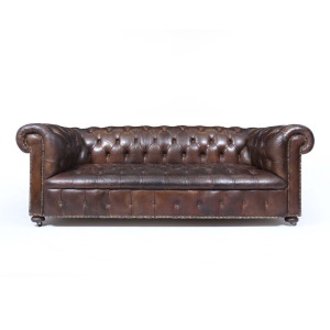 English Leather Chesterfield Sofa