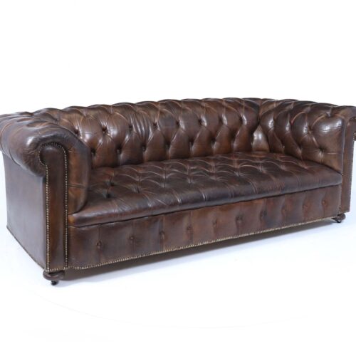 English Leather Chesterfield Sofa