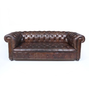 English Leather Chesterfield Sofa