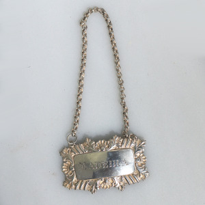 Antique Georgian solid silver Madeira pierced Decanter Label Ticket 11g C.1827