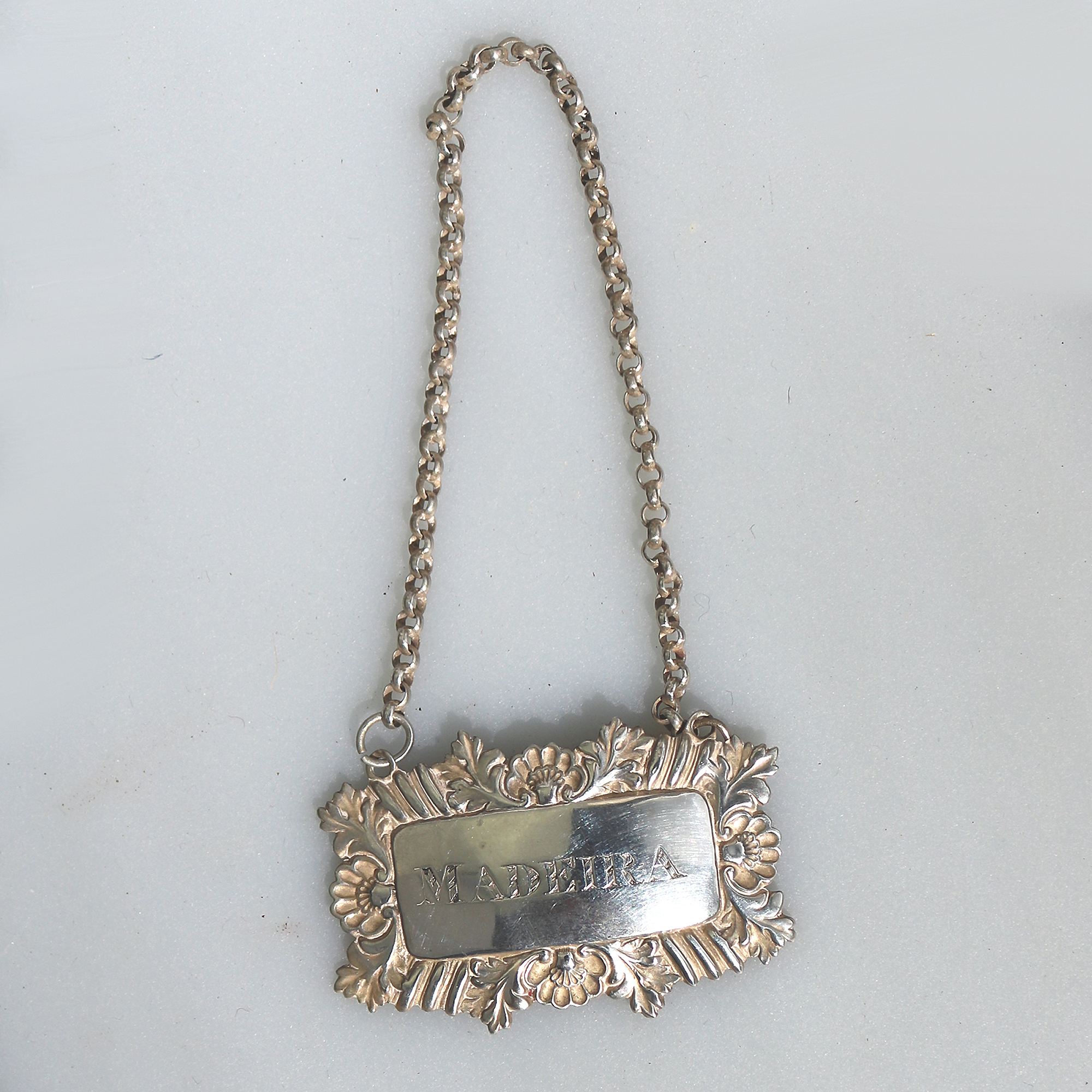 Antique Georgian solid silver Madeira pierced Decanter Label Ticket 11g C.1827