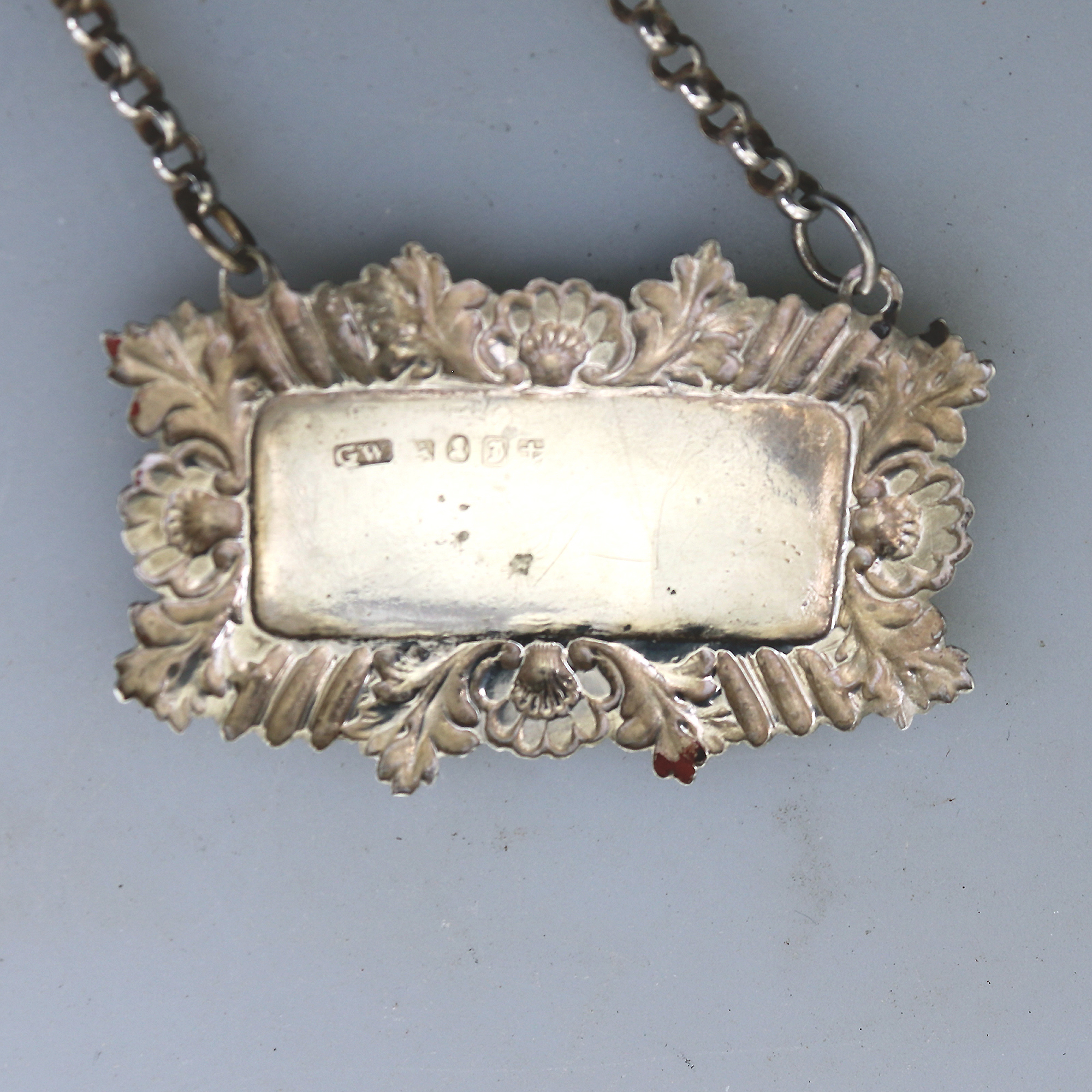 Antique Georgian solid silver Madeira pierced Decanter Label Ticket 11g C.1827