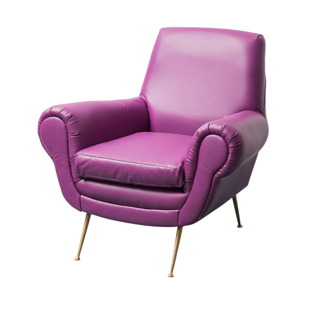 Gigi Radice Radice Minotti's Purple Leather Armchair 1950s Vintage