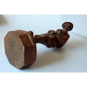 1930s - Antique handcarved wooden sculpture of a hunter