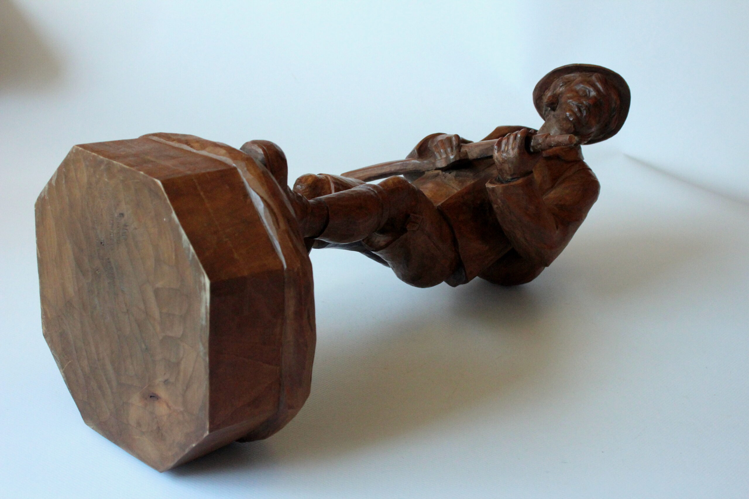1930s - Antique handcarved wooden sculpture of a hunter