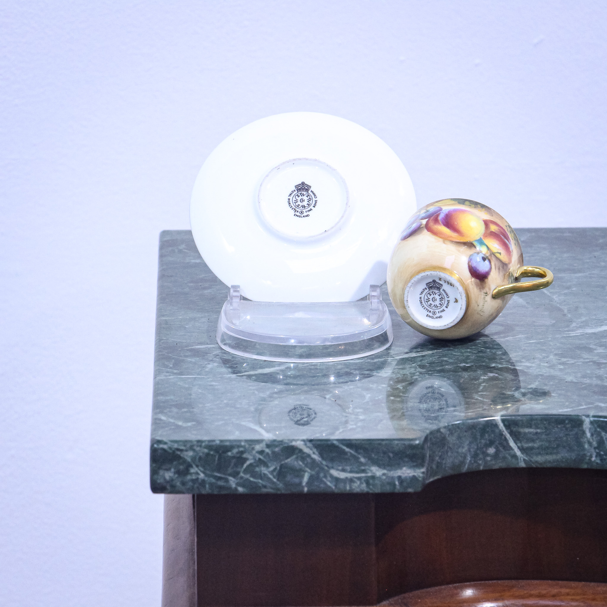 Royal Worcester Demitasse & Saucer Signed Roberts