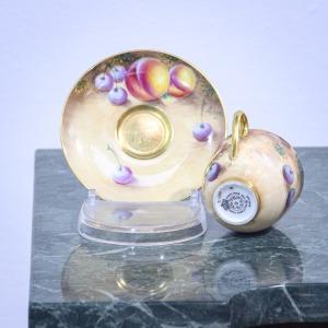 Royal Worcester Demitasse & Saucer Signed Roberts