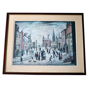 A large Laurence Stephen Lowry Coloured Print in quality wood frame C.20thC