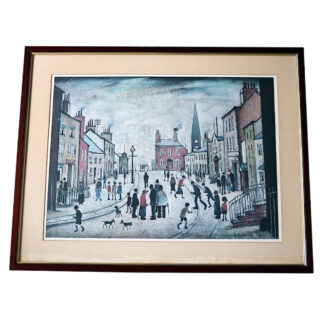 A large Laurence Stephen Lowry Coloured Print in quality wood frame C.20thC
