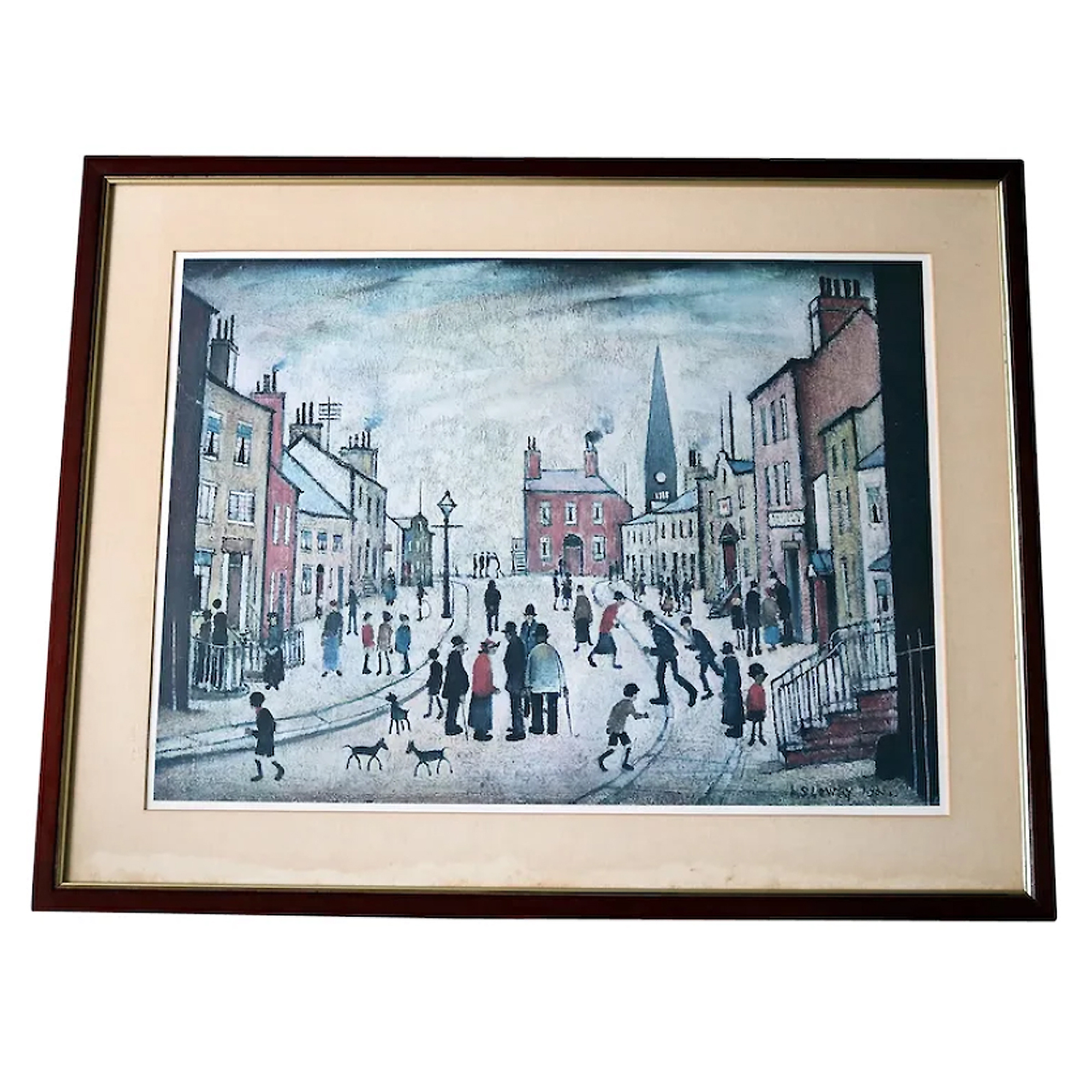 A large Laurence Stephen Lowry Coloured Print in quality wood frame C.20thC