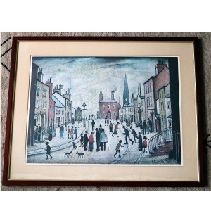 A large Laurence Stephen Lowry Coloured Print in quality wood frame C.20thC