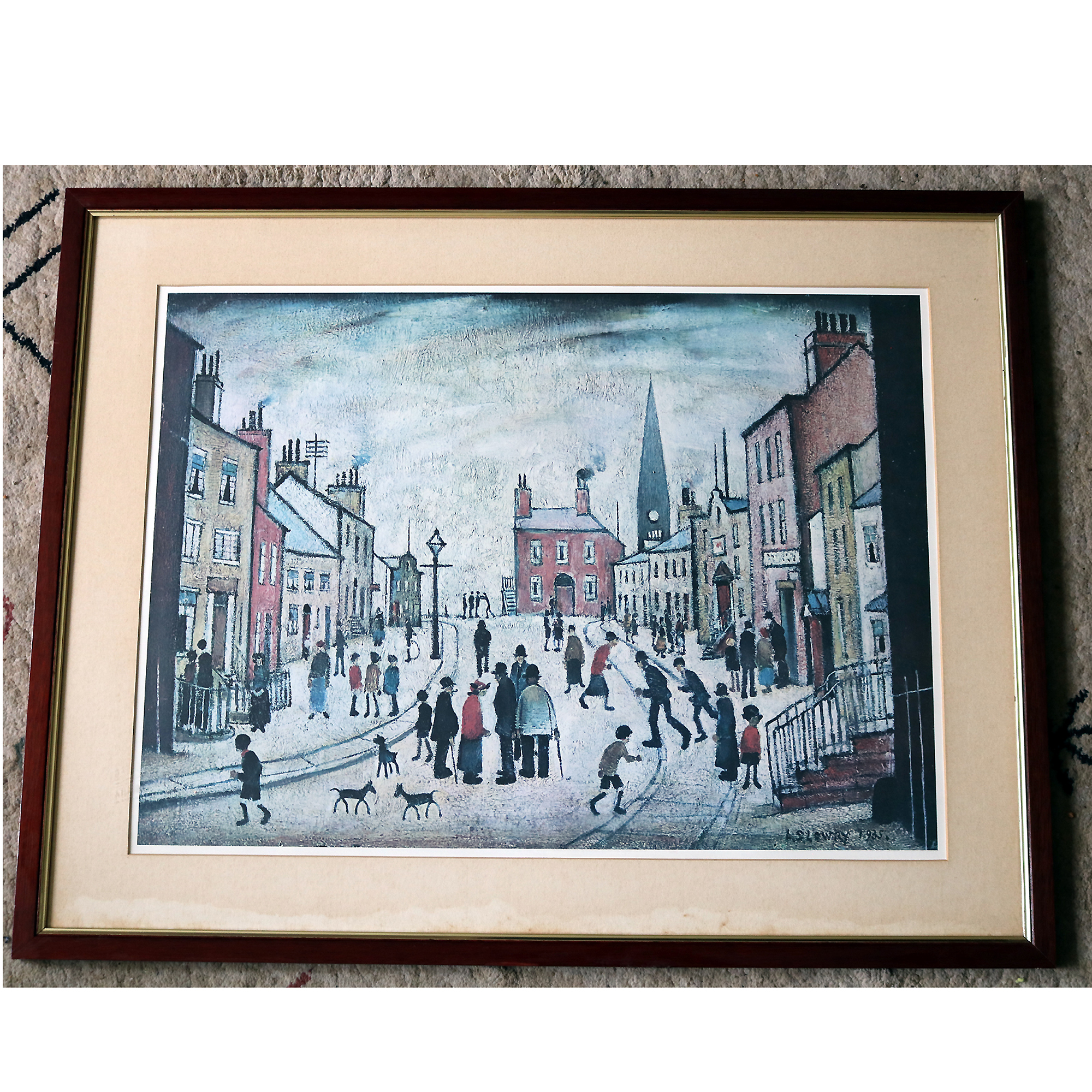 A large Laurence Stephen Lowry Coloured Print in quality wood frame C.20thC