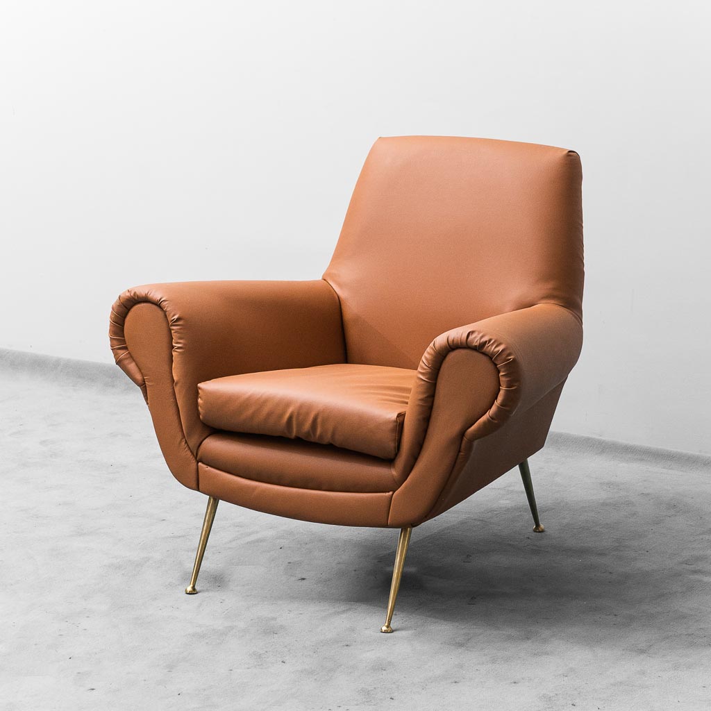 Eco-Leather Armchair Gigi Radice Minotti 1950s Vintage Modern