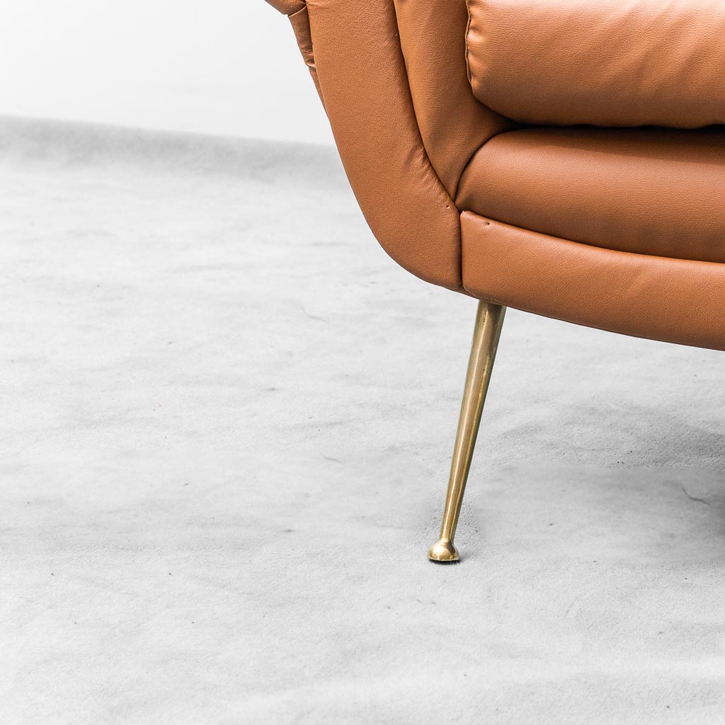 Eco-Leather Armchair Gigi Radice Minotti 1950s Vintage Modern