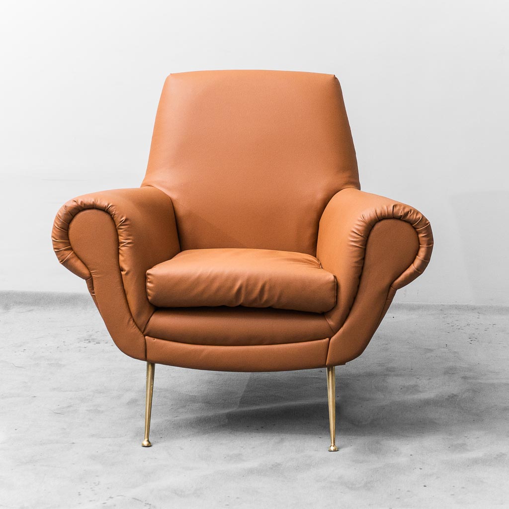 Eco-Leather Armchair Gigi Radice Minotti 1950s Vintage Modern