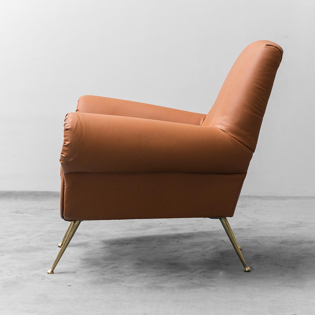 Eco-Leather Armchair Gigi Radice Minotti 1950s Vintage Modern