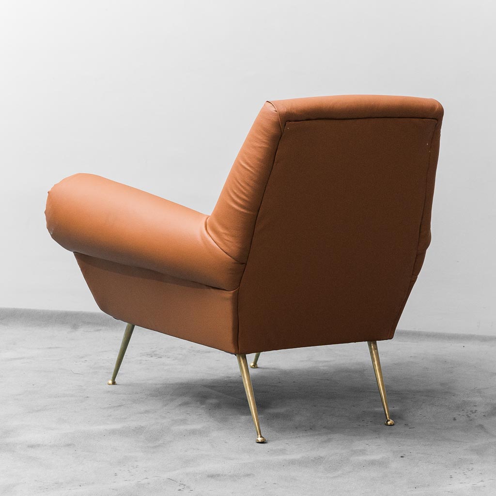 Eco-Leather Armchair Gigi Radice Minotti 1950s Vintage Modern