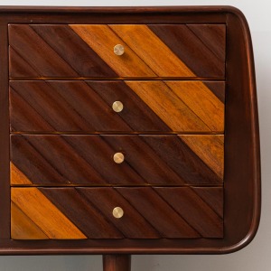Vintage Wooden Sideboard With Brass Details From The 60s