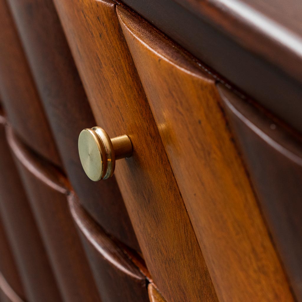 Vintage Wooden Sideboard With Brass Details From The 60s